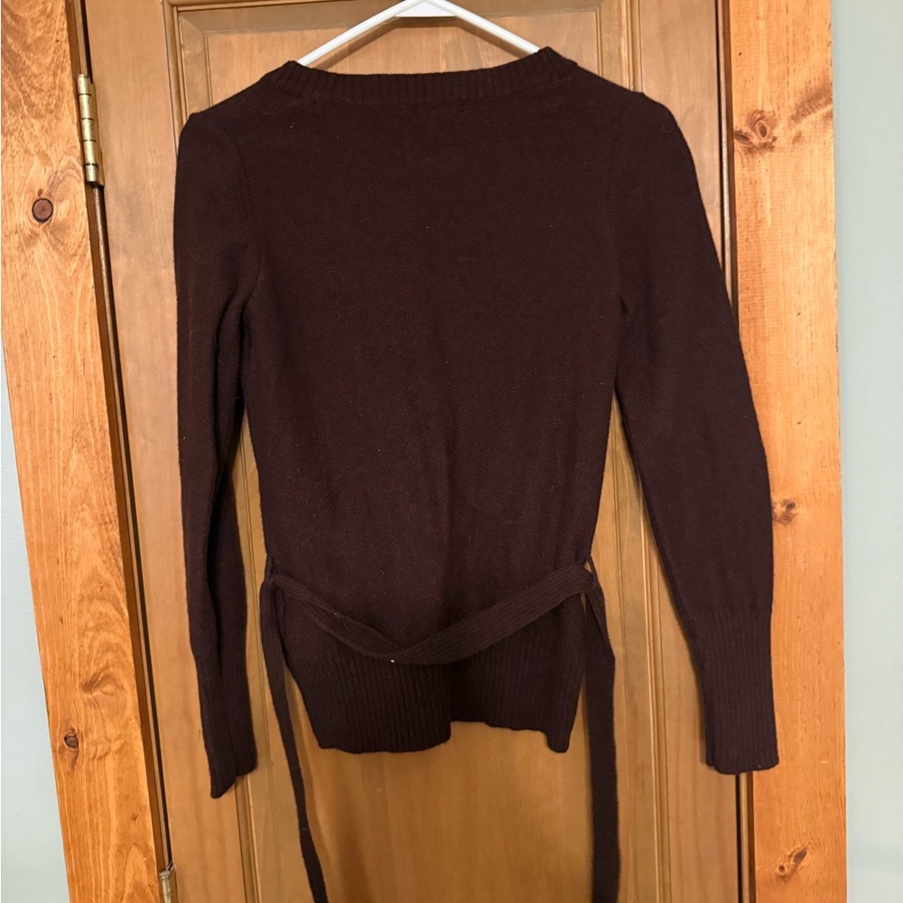 New Without Tags Banana Republic Chocolate Wool Blend Cardigan with Belt Size M - Picture 5 of 5